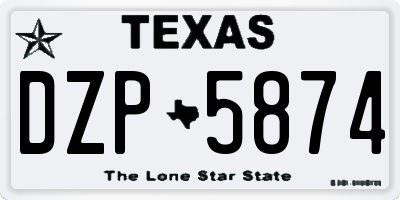 TX license plate DZP5874
