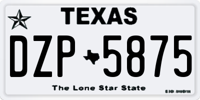 TX license plate DZP5875