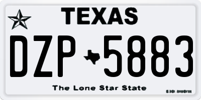 TX license plate DZP5883