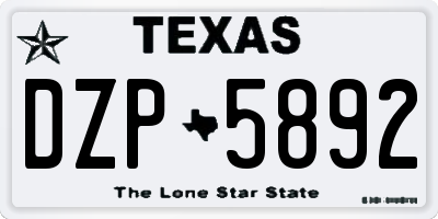 TX license plate DZP5892