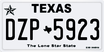 TX license plate DZP5923