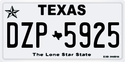 TX license plate DZP5925