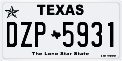 TX license plate DZP5931
