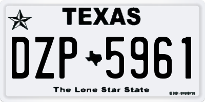 TX license plate DZP5961