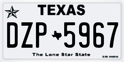 TX license plate DZP5967