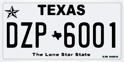TX license plate DZP6001