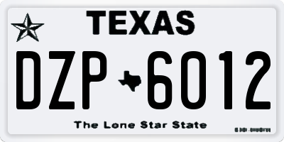 TX license plate DZP6012