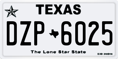 TX license plate DZP6025