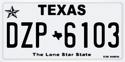 TX license plate DZP6103
