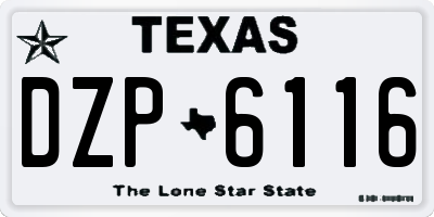 TX license plate DZP6116