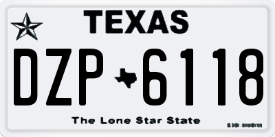 TX license plate DZP6118