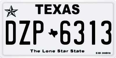 TX license plate DZP6313