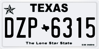 TX license plate DZP6315