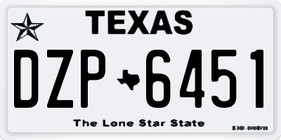 TX license plate DZP6451