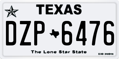 TX license plate DZP6476