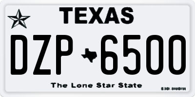 TX license plate DZP6500