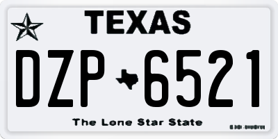 TX license plate DZP6521