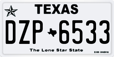 TX license plate DZP6533