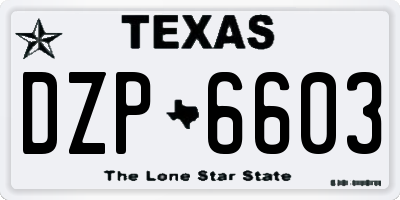 TX license plate DZP6603