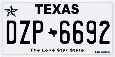 TX license plate DZP6692