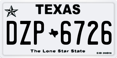 TX license plate DZP6726