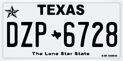 TX license plate DZP6728