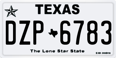 TX license plate DZP6783