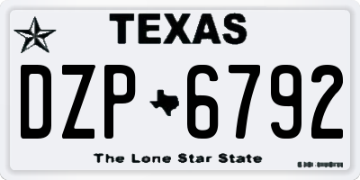 TX license plate DZP6792