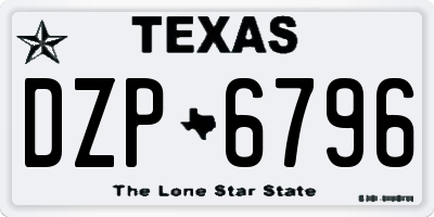 TX license plate DZP6796