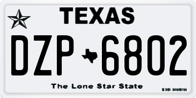TX license plate DZP6802