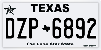 TX license plate DZP6892