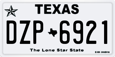 TX license plate DZP6921