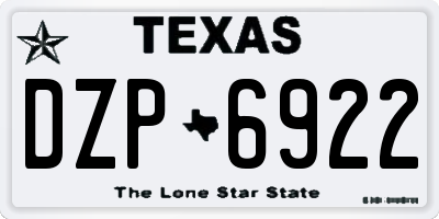 TX license plate DZP6922