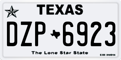 TX license plate DZP6923