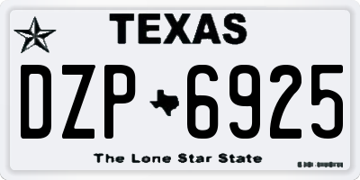 TX license plate DZP6925