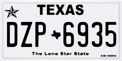 TX license plate DZP6935