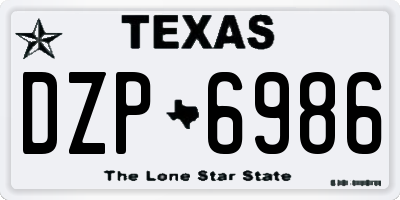 TX license plate DZP6986