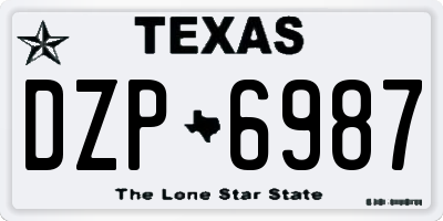 TX license plate DZP6987