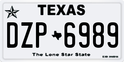 TX license plate DZP6989