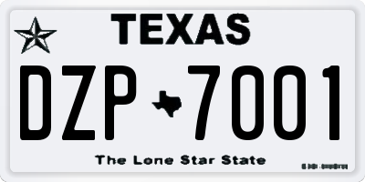 TX license plate DZP7001