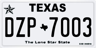 TX license plate DZP7003