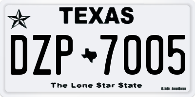 TX license plate DZP7005