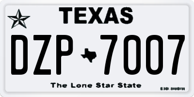TX license plate DZP7007