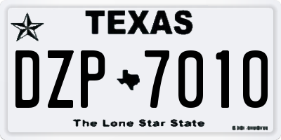 TX license plate DZP7010