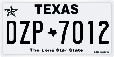 TX license plate DZP7012