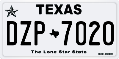 TX license plate DZP7020