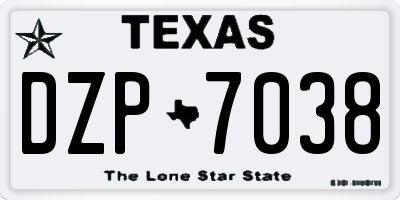 TX license plate DZP7038