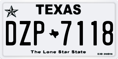 TX license plate DZP7118