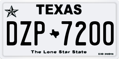 TX license plate DZP7200