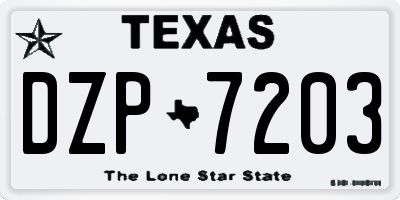 TX license plate DZP7203
